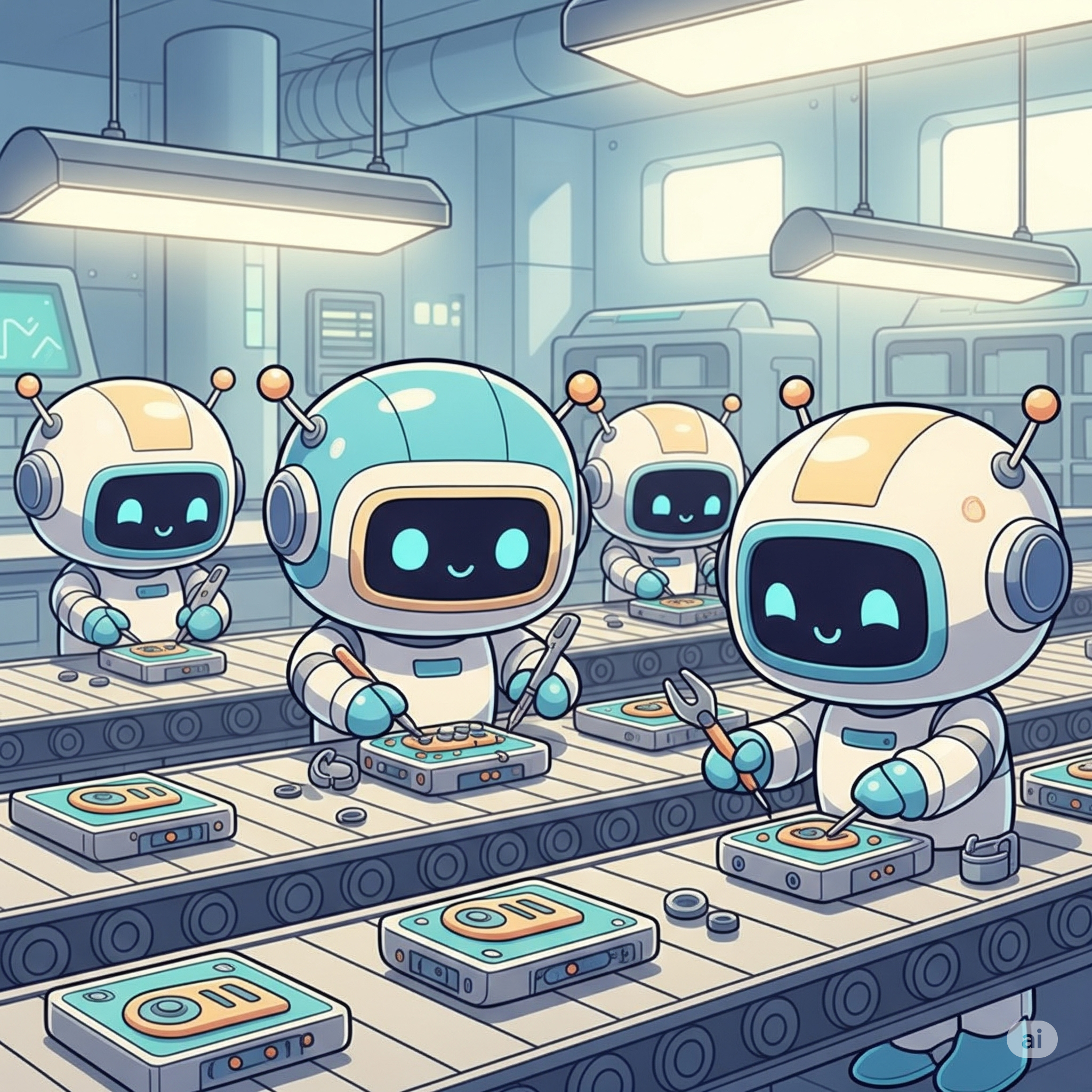 Cute Robots on an Assembly Line